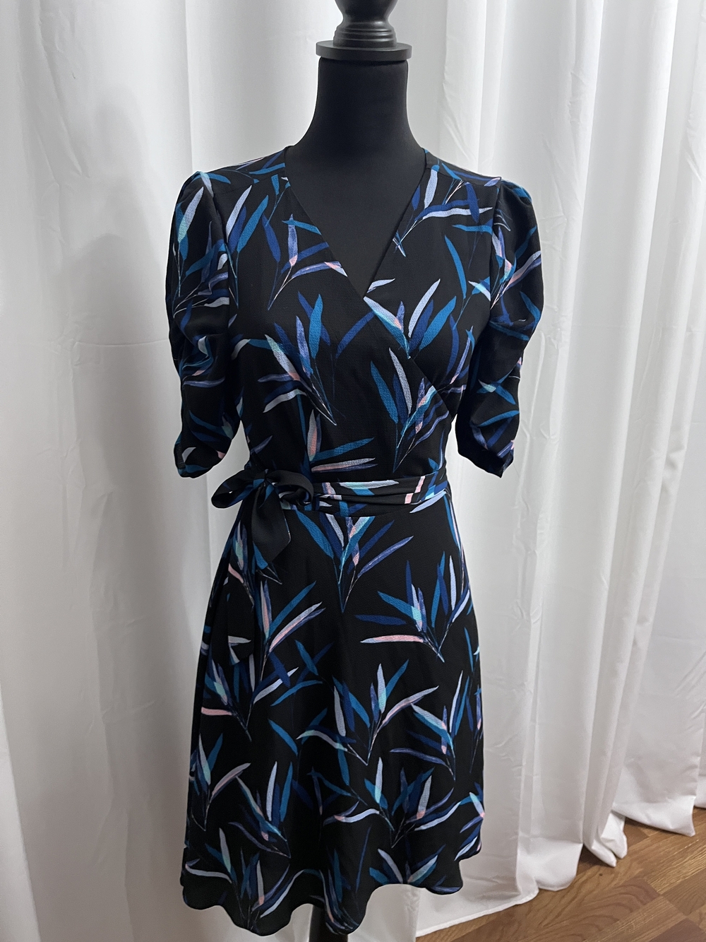Lord & Taylor Highline Collective Black Floral Wrap Dress NWOT
